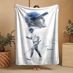 1 piece Bryson DeChambeau's Golf Mastery and Style themed flannel blanket - Modern design flannel blanket, suitable for sofas and beds, all-season use, super soft and comfortable, digital printing, 100% polyester material, machine washable