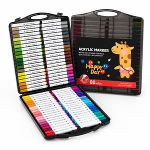 MKMK 80 Vibrant Colors Soft Brush Acrylic Marker Pens, Water-Based & Washable Ink, Quick-Drying & Waterproof, Premium Art Markers for Paper, Wood, Glass, Canvas & More