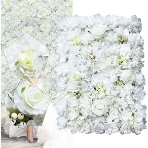 12 PCS White Flower Wall Panels for Wedding Party, 24" x 16" Artifical Flower Wall Backdrop Panels 3D Silk Elegant Floral Wall Decor Set for Celebrations, Home Party & Wedding Decorative Fruit Plants Ornaments Decorations Supplies Garden Decorations