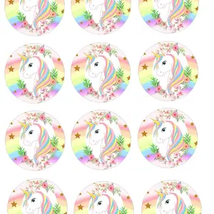 Rainbow Unicorn cupcake toppers EDIBLE topper Rainbow Unicorn cookies Unicorn cake decoration