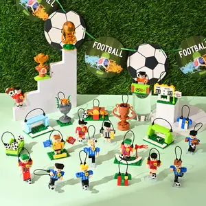Football Building Blocks Advent Calendar 712PCS Soccer Building Blocks Set - 24 Different Football Minifigures Construction Toy Set with Soccer Field, Trophy & Accessories, Ideal Gift for Kids Boys & Girls