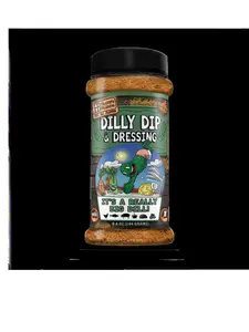 Dilly Dip - The ultimate down home flavors of ranch dressing with FRESH DILL!!! - Buttermilk, Pink Himalayan Salt, Onion, Garlic, Dill, Chives, Parsley, Citric Acid, Marjoram, Black Pepper, and Nu-Flow – a Natural Rice Hull Anti-Caking