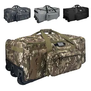 Wolt 120L Tactical Rolling Duffle Bag Heavy-Duty Military Deployment Bag with Wheels XL Wheeled Storage Trunk for Moving Overlanding Survival Gear Water-Resistant Rugged Luggage - Dufflebag
