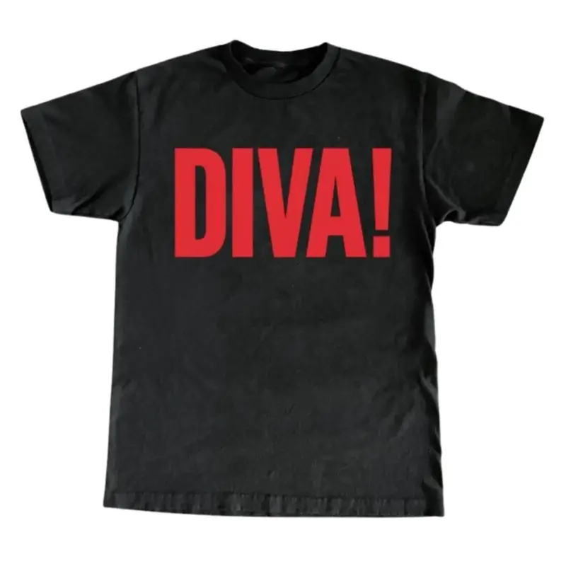 Men's Round Neck Unisex T-Shirt - 5000: DIVA! Graphic Casual Classic Apparel, Personalized Streetwear Slogan Top, Funny Internet Trendy Y2K Viral Tee, Vintage 90s Shirt