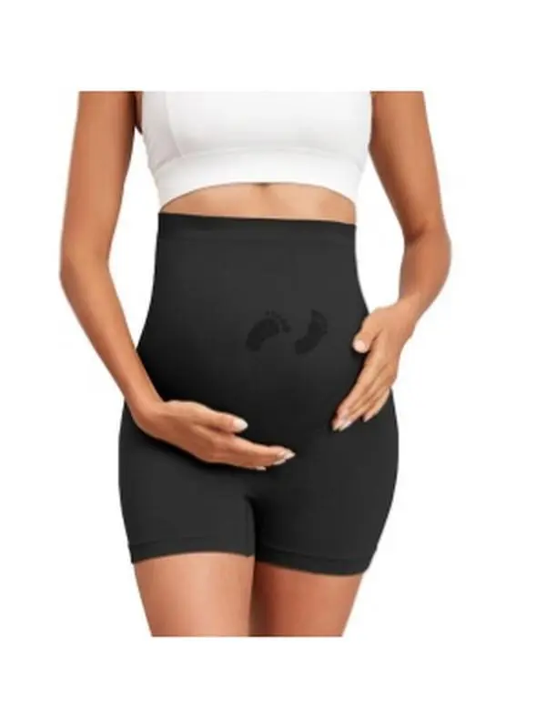 Y25D Baby Footprint Maternity Shapewear Under Dresses Seamless Pregnancy Underwear Over Bump Pregnancy Shorts High Waist Belly Support Pregnancy Product Under Vintage Maternity Dress Seamless Maternity Underwear No Show