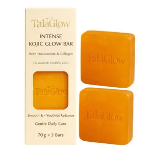 Tala Glow Intense Kojic Glow Bar – Ultra Moisturizing Kojic Soap with Olive Oil, Collagen, Niacinamide & Cow Milk – Gentle Daily Cleansing for Smooth, Nourished Skin – 70g x 3 Bars