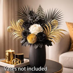 Elegant Gold Rose Flower Arrangement, Luxurious Home Decor, Living Room Coffee Table Decoration, High-Quality Floral Display
