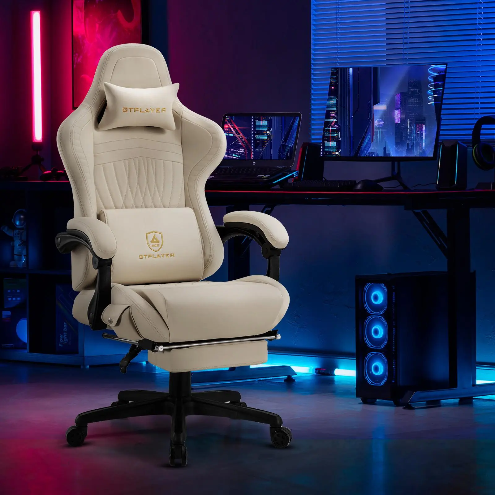 Sound Set Chair Bluetooth music surround gaming chair, computer chair with footrest and ...