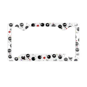 White Soot Sprite License Plate Frame, Studio Ghibli Inspired Auto Decor License Plate Frame Accessories.