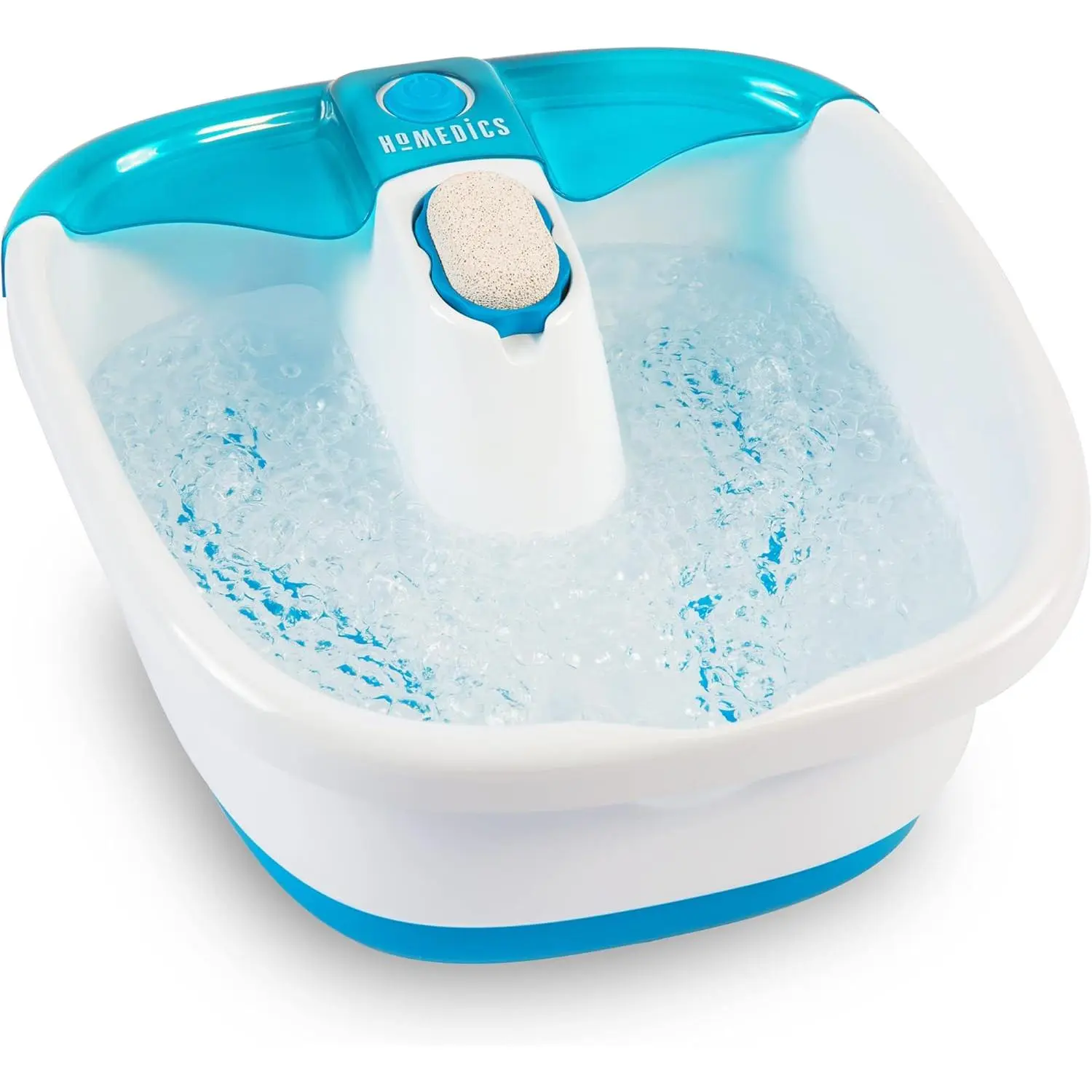 Homedics Plastic Bubble Mate Foot Spa - Toe-Touch Controlled Foot Bath with Invigorating Bubbles, Splash-Proof Design, Raised Massage Nodes, Removable Pumice Stone