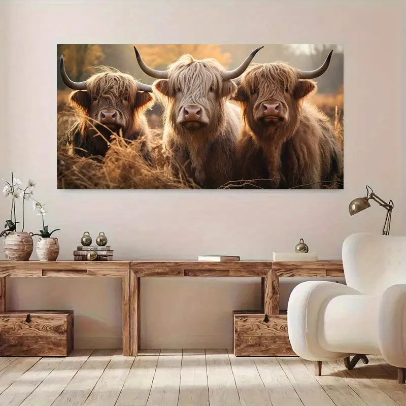 Large Highland Cow Diamond Painting Kit, Craft, DIY Kits, Full Round Diamond Art, Unframed Home Decor Wall Art Painting, Perfect Gift for Holidays, Handmade Gifts
