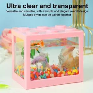 1PC Creative Design Aquarium Home Block Fish Tank Fighting Fish Tank Small Desktop Mini Fish Tank Stackable