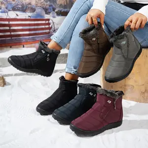 Women's Snow Ankle Boots Soft Plush Winter Shoes with Artificial Wool for Warmth and Comfort Ideal for Snowy Conditions