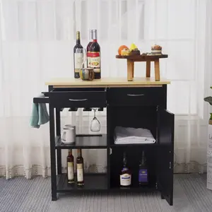 2024 new mobile dining car kitchen trolley multifunctional coffee table living room storage cabinet solid wood kitchen rack Organiser Wooden