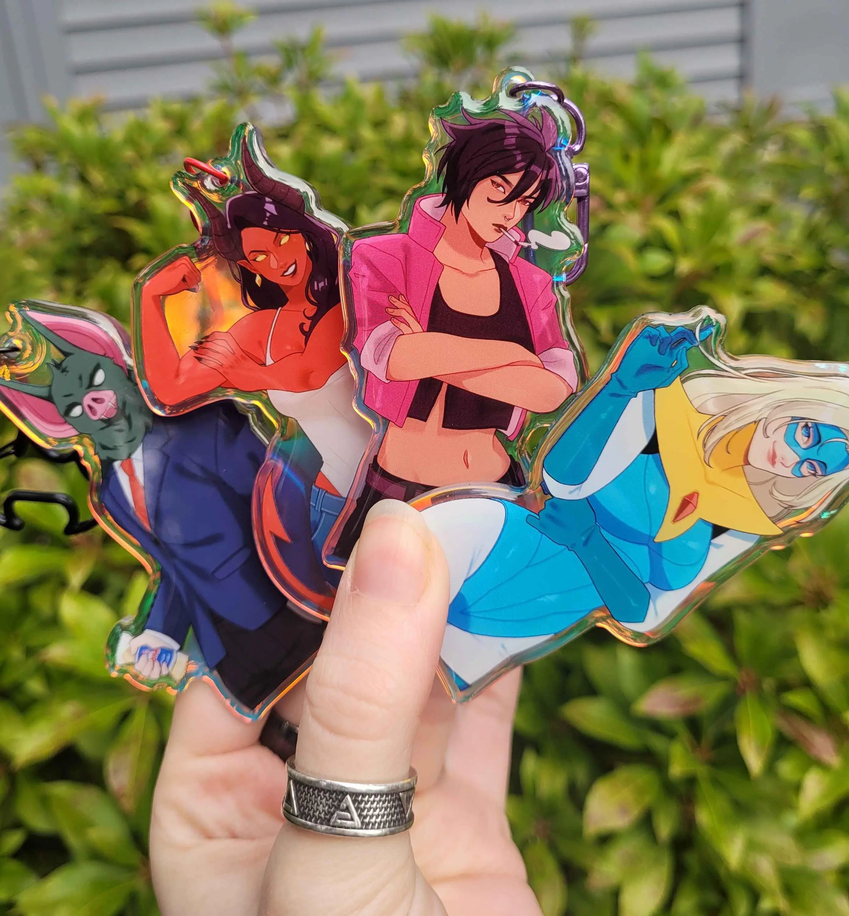 Dispatch Keychains! Sonar, Malevola, Robert Robertson, Blonde Blazer, Kawaii Keychain Cute Bag Pendant, Game Merch Gift, Kawaii Figure Key Ring, Handbag Decor, Small, Meaningful, And Full Of Character, Unique Keychains That Add Charm To Every Bag And Key.