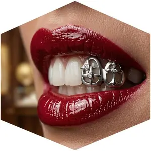 Gold Silver Grillz for Teeth with Cross Flower Design,Premium Teeth Jewelry CZ Accents Adjustable Fit, Customizable Grillz for Men Women, Perfect for Hip Hop Fashion Costume Pimp Accessories