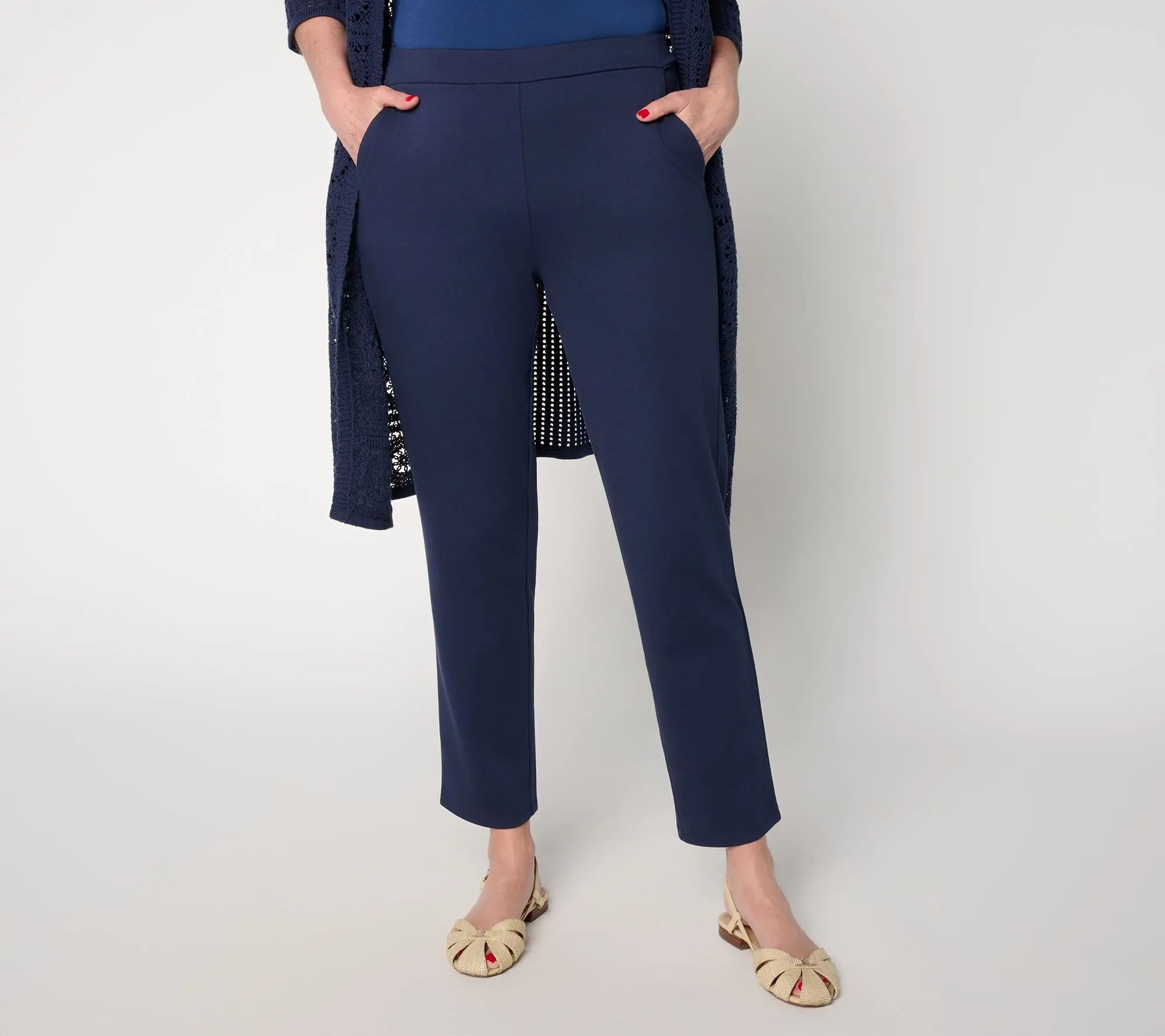 Joan Rivers Regular Ponte Slim Leg Pull-On Ankle Pants