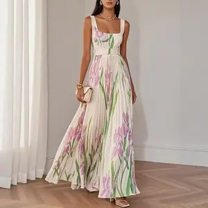 2025 New Trendy Pleated Printed Dress Suitable for Formal Occasions