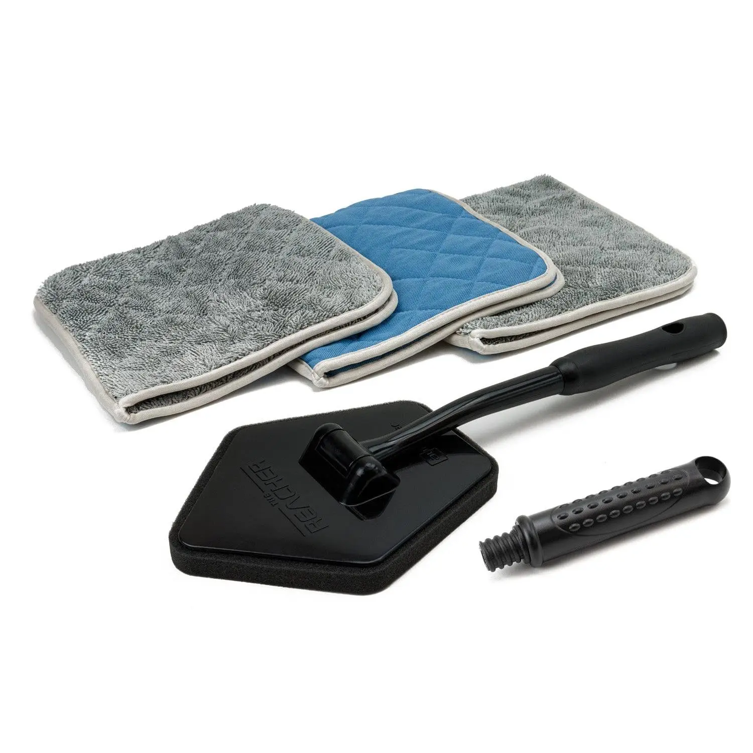 The Reacher Window Cleaning Kit - 3-Pack Hand Smooth Glass Flip Cloths & Reacher Extension Tool