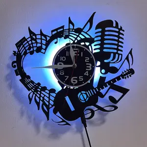 Seven-Color LED Music Heart Theme Decor Clock, Perfect Gift for Birthdays & Holidays, Silent Wall Clock for Home Office Kitchen