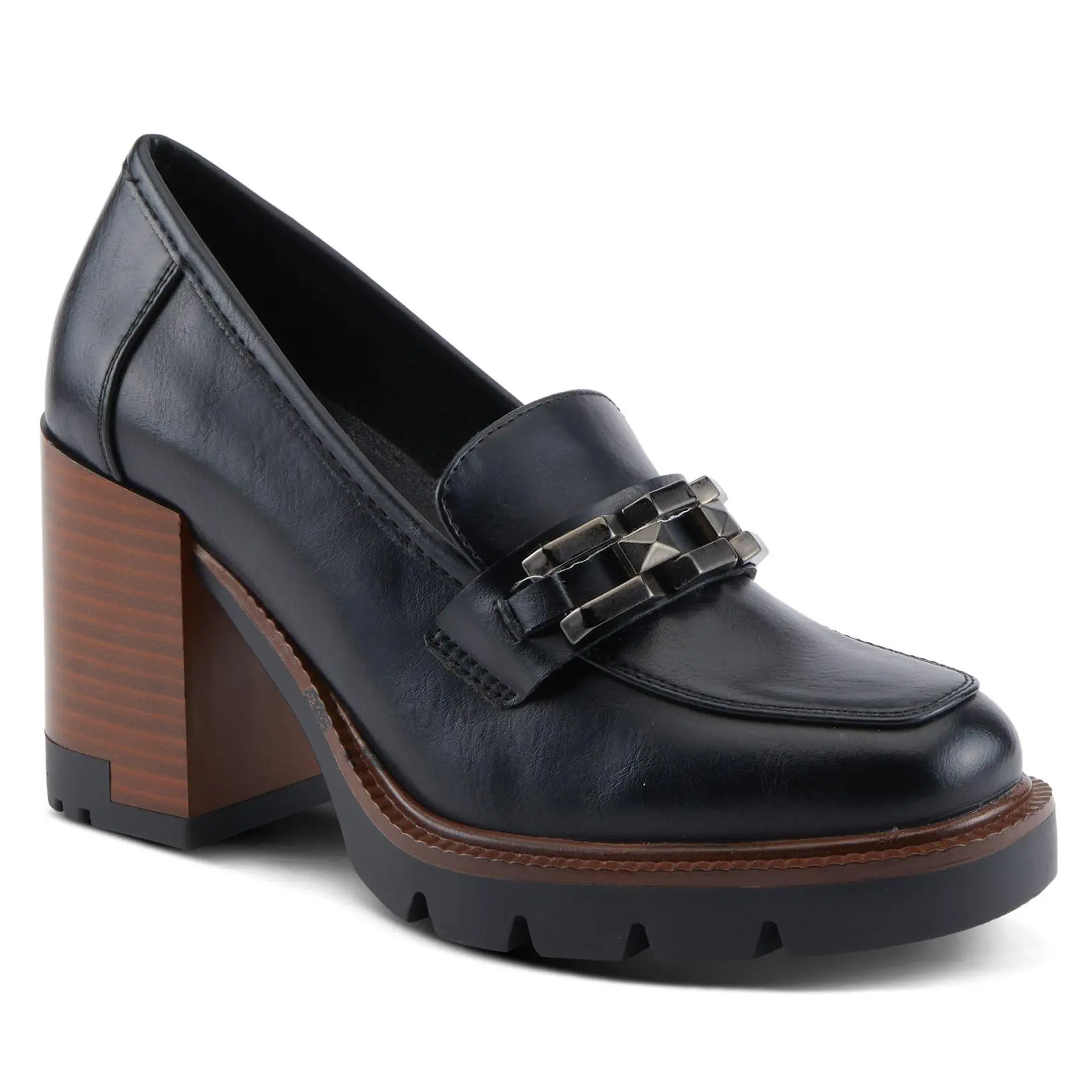 Patrizia by Spring Step Lug Stacked Heel Loafer- Dajah