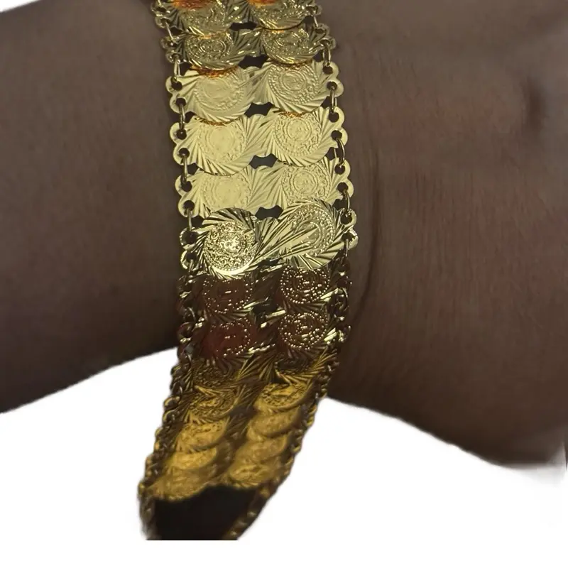 24k gold plated  coin bracelets Arabic style adjustable