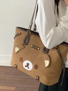 Cute Bear Bucket Bag for Women, Stylish Large Capacity Shoulder Bag, Fashionable Versatile Commute Tote for Everyday Use