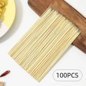 100 Disposable Natural Bamboo Skewers, Fruit Skewers, Barbecue Utensils, Kitchen Restaurant Outdoor Camping Use, Eco-Friendly Bamboo Sticks