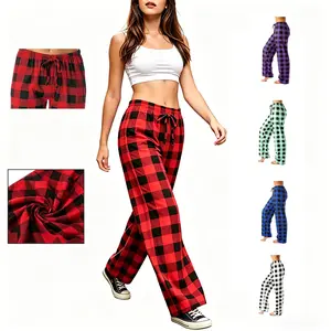 Women's Plaid Print Drawstring Lounge Pajama Pants Sleep Pants, Pajamas,Pajama Set sleepwear
