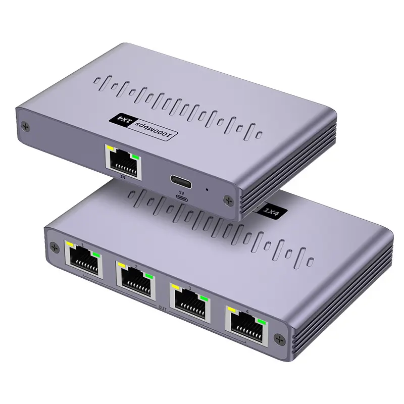 Network cable splitter 1-to-4 gigabit network distributor for simultaneous internet access RJ45 network switch extender