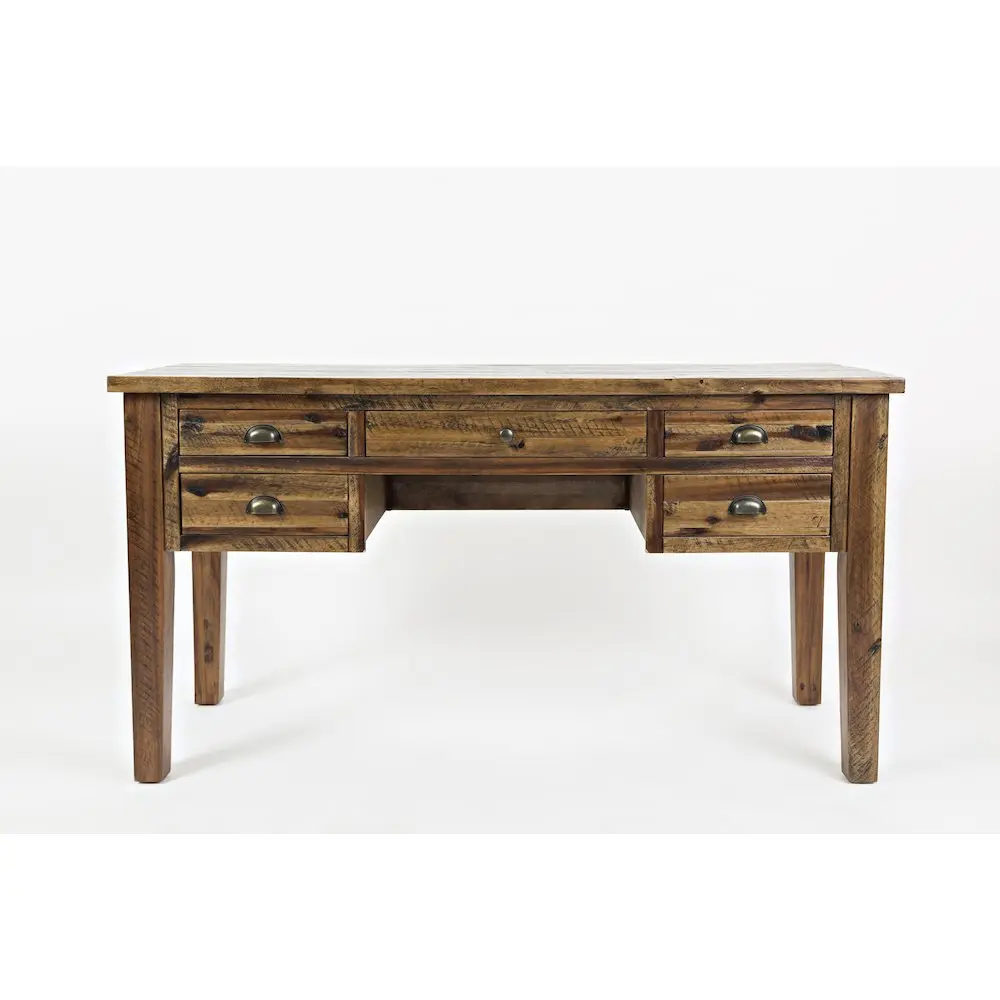 Artisan's Craft Rustic Farmhouse Distressed Acacia 5-Drawer Desk, Acacia Wood, Five Drawers