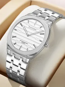 Personalized Ultra-Thin Quartz Wristwatch, Stylish Watch, Waterproof Steel Band Design, Simple & Individual Dial, Unisex Business/casual Wear