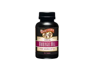 Barlean's Borage Oil Capsules, 1000mg Cold Pressed Pure Borage Seed Oil GLA Supplement Healthcare Dietary