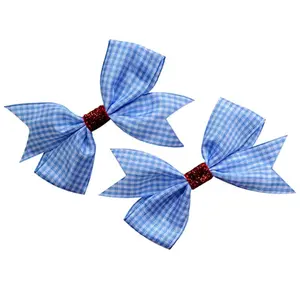 Dorothy Costume Hair Bow Set of 2 Blue Gingham Ribbon and Ruby Red Glitter Hair Bows