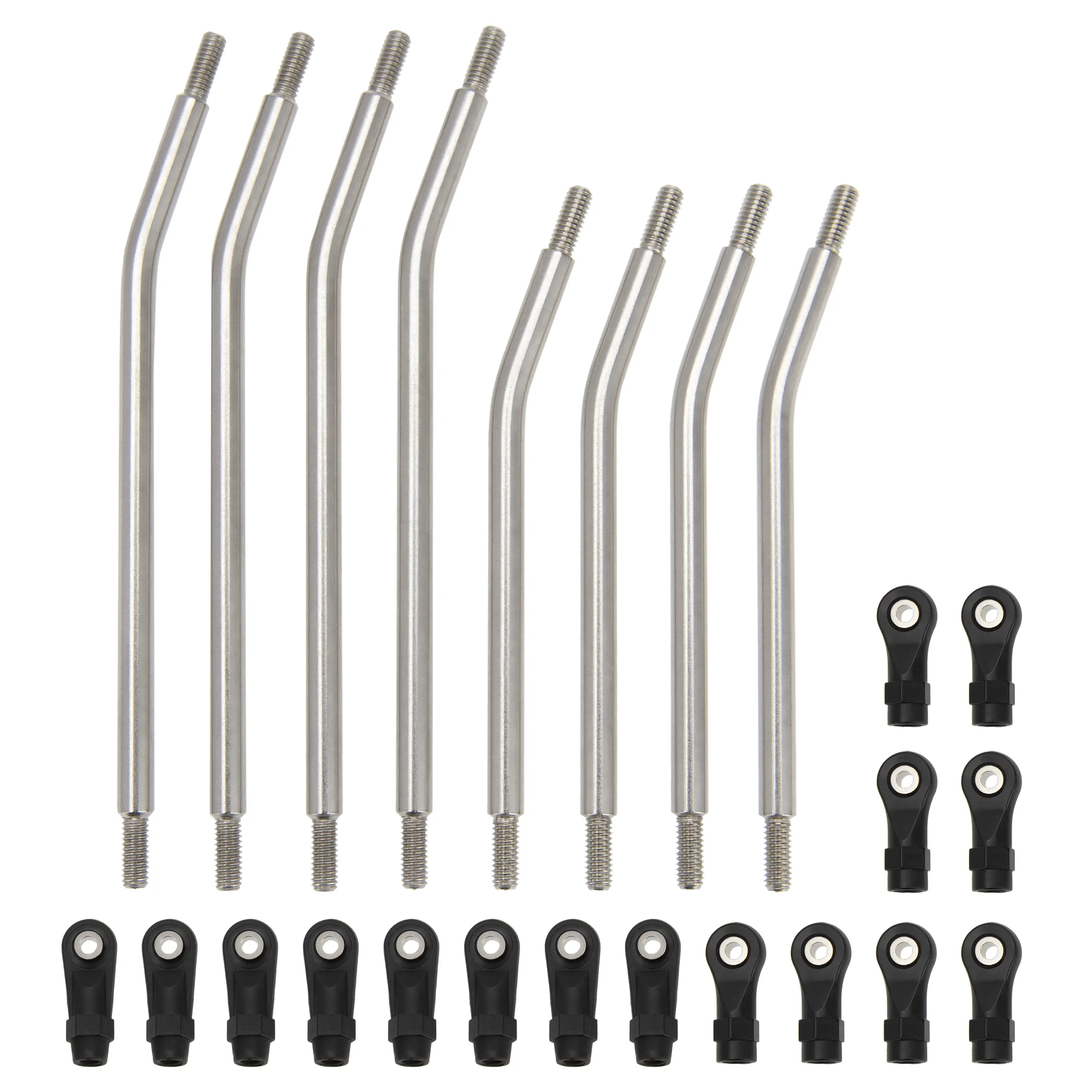 MEUS Racing Durable Bending Links Set - 324mm Wheelbase Stainless Steel with Nylon Ball End, Sturdy & Durable, Easy Installation for 1/10 Axial Capra 1.9 UTB RC Crawlers, Reduce Center of Gravity for Remote Control Hobby Climbing Performance Boost
