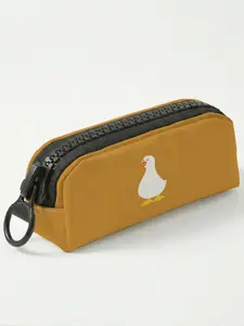 1 piece of white duck pattern 2D printed large zipper pencil case, storage bag, spacious zipper makeup bag for school supplies and stationery, durable polyester