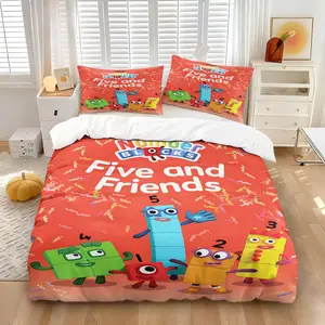 Playful cartoon number character print duvet cover set 2/3 Pcs, Includes 1 Count Duvet Cover & 1/2 Pillowcase without Filler, a must-have for a cozy and peaceful bedroom.