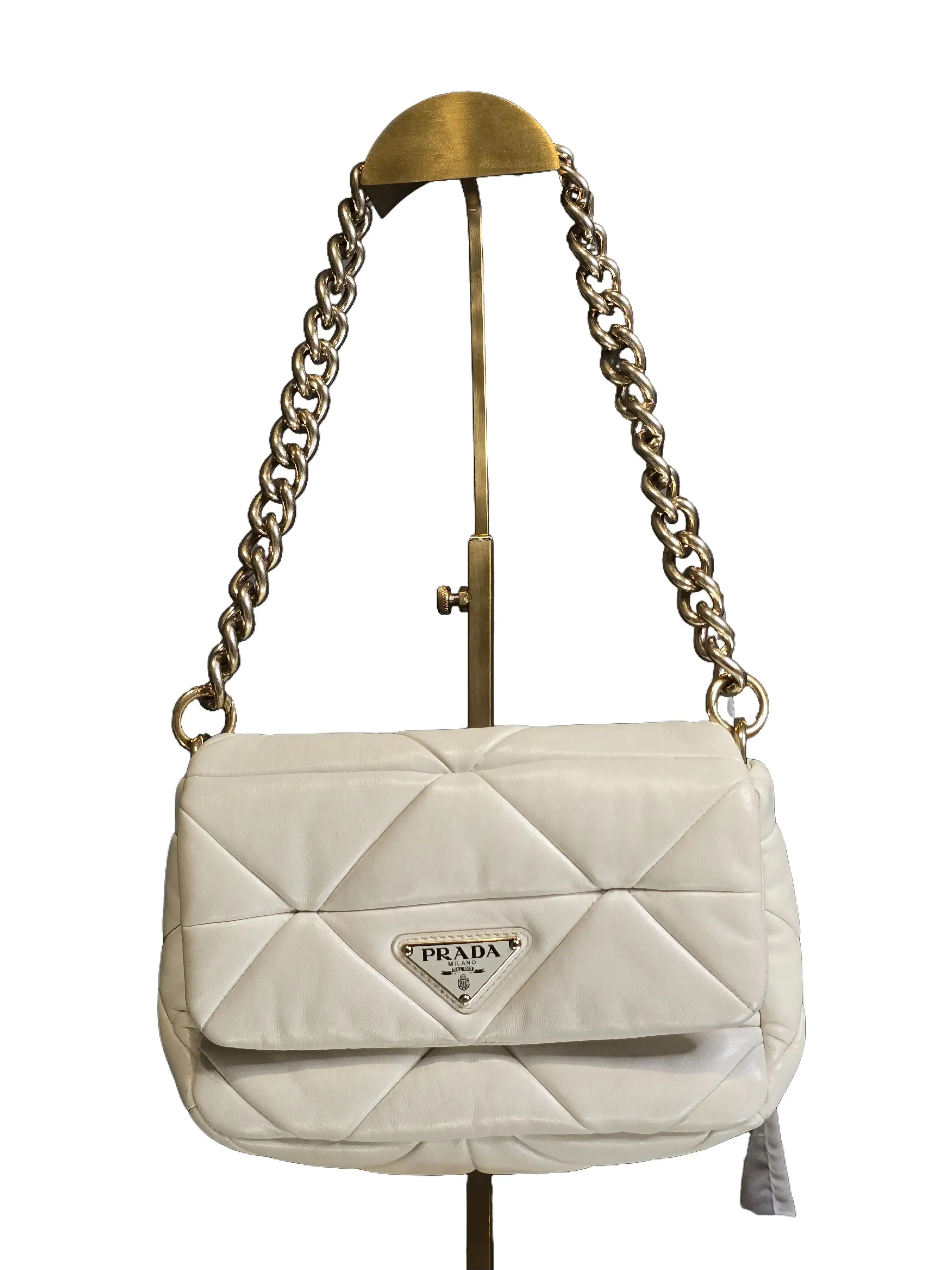 Pre-owned PRADA Italy Crossbody Bags System Nappa Leather White Crossbody Bag