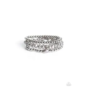 Effulgent Exchange - Silver Pearl Stretchy Bracelet - Paparazzi