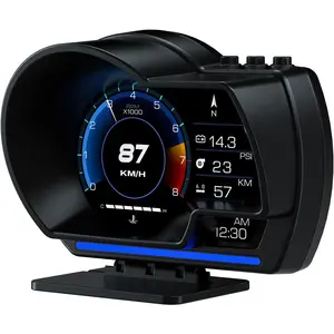 Car HUD Head Up Display P6, OBD+GPS Smart Gauge, Works Great for Most Cars