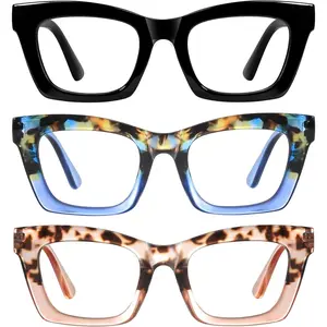 Oprah Reading Glasses for Women-Blue Light Blocking Fashion Readers with Spring Hinge Square Eyeglasses