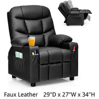 Faux Leather - Black - 29"D x 27"W x 34"H