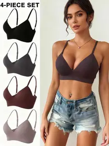 4-Pack Wireless Bras, Elegant & Simple, Comfort Lift, Non-Binding Fit for Effortless Confidence