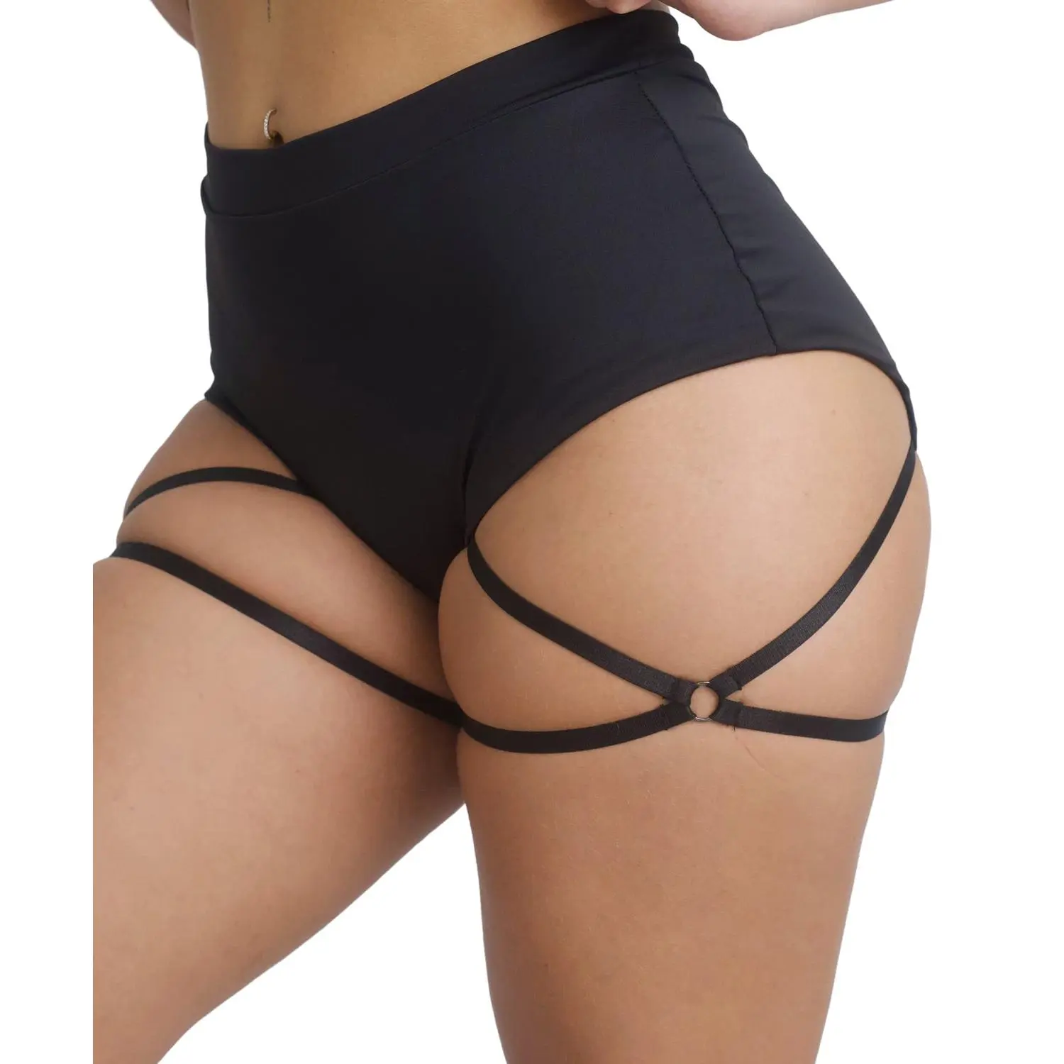 Women's High-Waisted Spandex Stretch Sporty Sports Shorts - Garter-Equipped Butt-Lifting for Gym, Pole Dance Workouts, warm weather loose fit effortless elegant must have elevated basics