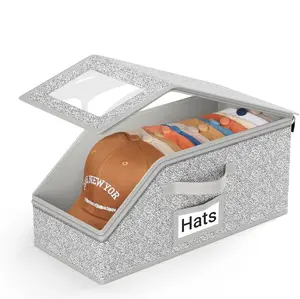 Durable Stackable Baseball Cap Storage Box，Holds Up to 24 Hats，Large Cap Organizer，Foldable Cardboard Capacity Hat & Toy Storage Solution, Versatile Home & Bedroom Organizer, Dust proof, Space Saving Gift for Boyfriend