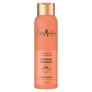 SheaMoisture Coconut Hibiscus Body Wash Glowing Radiance Glowing Radiance body wash for 24H Visible Moisture for Healthy, Glowing Skin 18 oz