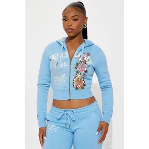 Ed Hardy Skull Haven Zip Up Hoodie - Light Blue T