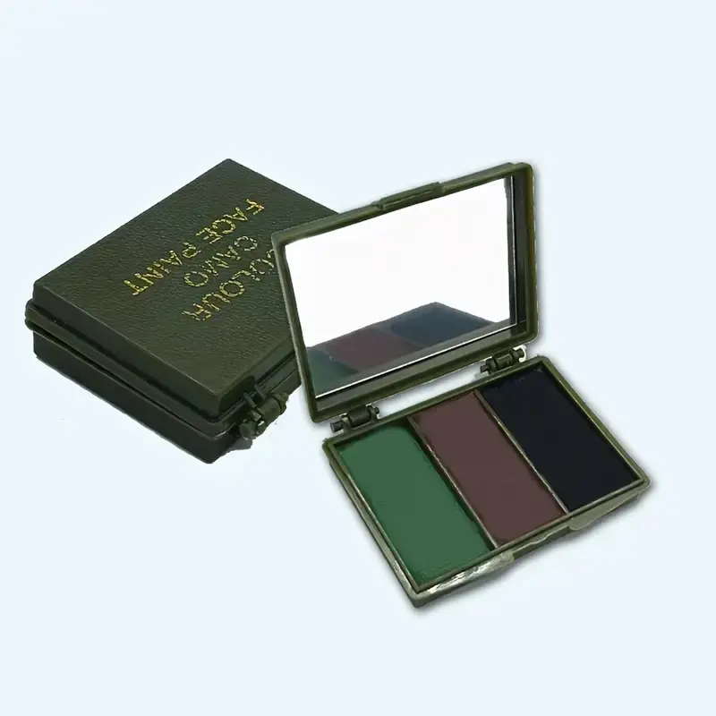 Three Color Camouflage Oil Set Outdoor Cs Tactical Facial Paint Simulation Oil Box, Realistic Face Makeup Kit for Military Training Concealment, Makeup Products, Body Makeup, Cosmetic Makeup