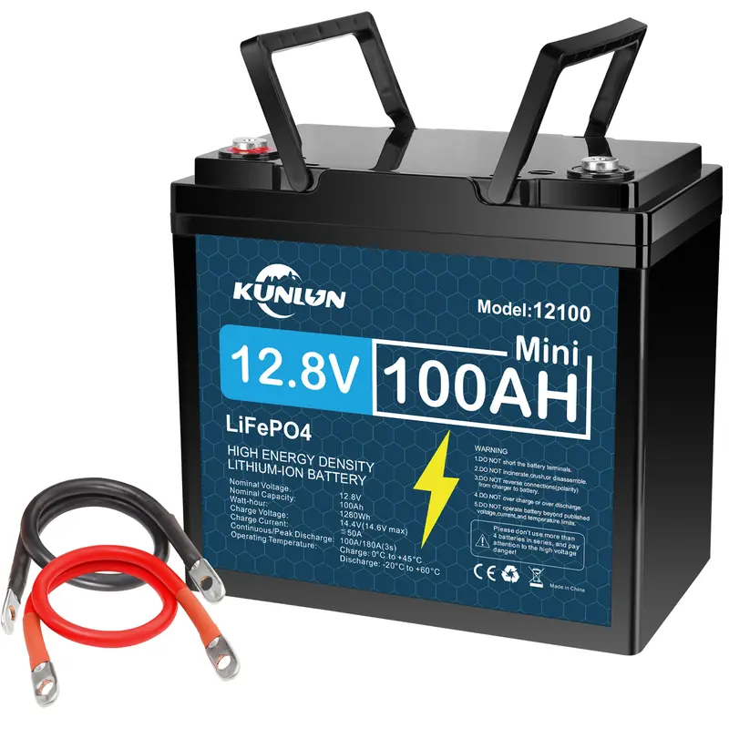【Outdoor Power】12V 100Ah LiFePO4 deep cycle rechargeable lithium battery, over 5000 life cycles, built-in BMS, perfect backup power, off-grid home energy storage core series, maintenance free,TikTokShopBlackFriday