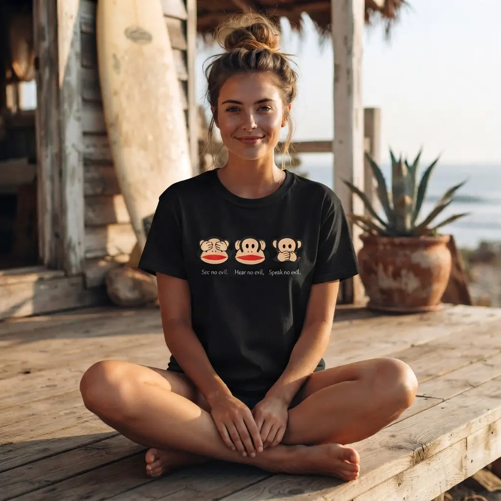 Three Wise Monkeys Graphic T-Shirt, See No Evil Hear No Evil Speak No Evil Tee, Vintage Y2K Retro Shirt, 90s Inspired Streetwear, Monkey Graphic Unisex T-Shirt, Nostalgic Gift